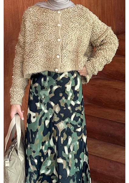 Yumoş Havlu Desen Hırka Sütlü Kahve modelleri