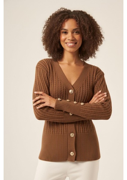 Kadın Saç Örgü Hırka Kahve 25237 fiyatları