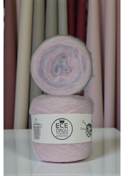 Uçuk Pembe - Lavanta Renk Geçişli Cake Angora Örgü Ipi (500 Gr.)
