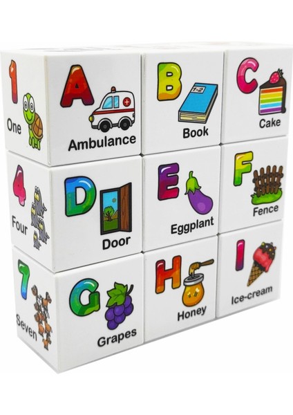 Ece Ingilizce Öğreniyor 9 Manyetik Küp 54 Ingilizce Kavram (Harfler, Sayılar, Renkler, Hayvanlar)