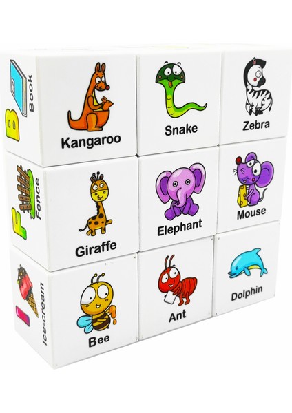 Ece Ingilizce Öğreniyor 9 Manyetik Küp 54 Ingilizce Kavram (Harfler, Sayılar, Renkler, Hayvanlar) modelleri