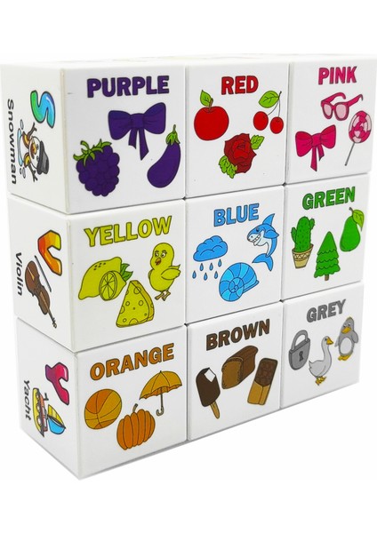 Ece Ingilizce Öğreniyor 9 Manyetik Küp 54 Ingilizce Kavram (Harfler, Sayılar, Renkler, Hayvanlar)