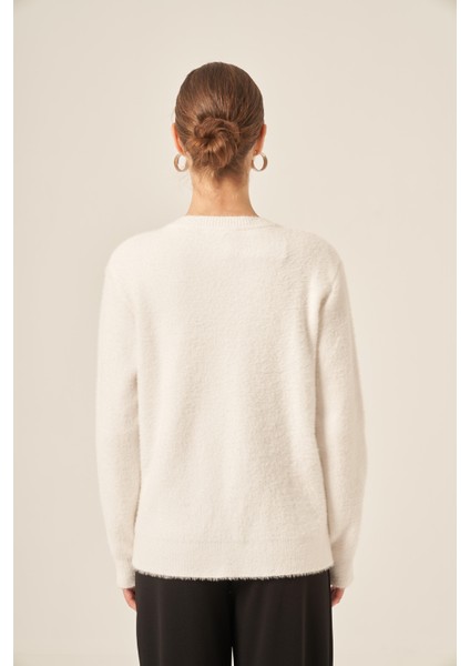 Kadın Taş Detaylı Hırka Ekru 25060