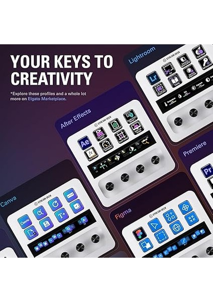 Stream Deck + White, Ses Mikseri, Canlı Üretim ve Stüdyo Denetleyicisi, Içerik Oluşturucular, Akış, Oyun Için, Özelleştirilebilir Dokunmatik Çubuk, Döner Regülatör ve LCD Tuşları, Mac ve Pc fırsatları