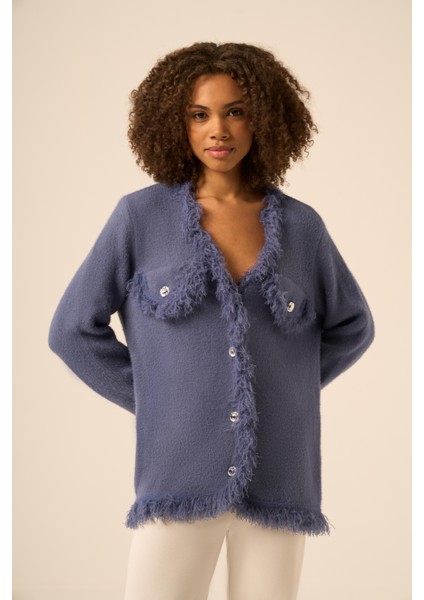 Püskül Detaylı Hırka Indigo 25198 fiyatları