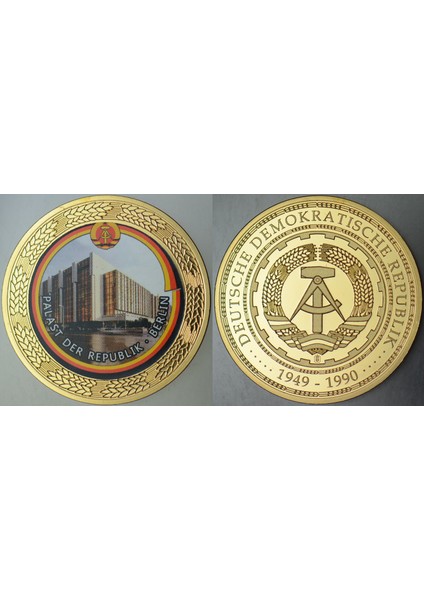 Doğu Almanya Madalyon 1949-1990 Berlin Cumhuriyet Sarayı. Renkli 33 mm Çil.