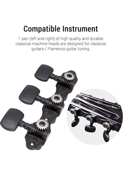 1 Pa 1:18 Siyah Klasik Gitar Akort Başlığı Klasik Gitar Veya Flamenko Gitar Için Akort Burguları Siyah fırsatları