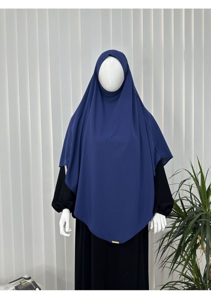 Tek Kat Medine Ipegi Pratik Bağlamalı Üçgen Sufle Eşarp Indigo ,hijab ( Hac ve Umre Için Uygundur)