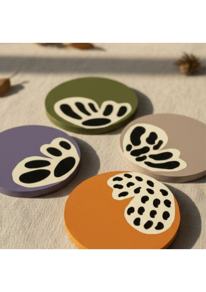 Ahşap Bardak Altlığı Seti Kelebek Desenli 4 Adet indirimleri