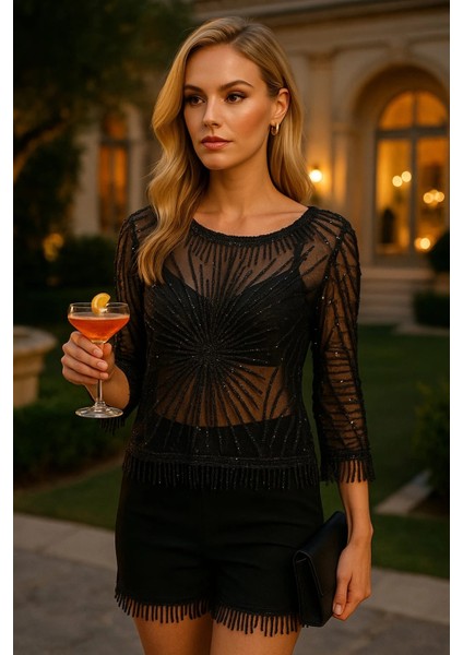 Blaire Ithal Tül Payet Işlemeli Tasarım Bluz W 2026 modelleri