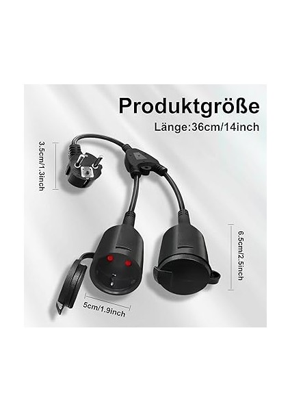 Yollu Schuko Prizli Sporgo Uzatma Kablosu, Dış Mekan Koruyucu Kontaklı 2 Ac Prizli Kısa Kablo IP20 Su Geçirmez, Elektrik Prizi, Ofis ve Ev Için Çift Fiş, 1,5 Mm², 250 V/16 A fiyatları