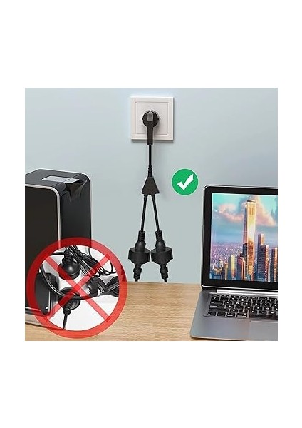 Yollu Schuko Prizli Sporgo Uzatma Kablosu, Dış Mekan Koruyucu Kontaklı 2 Ac Prizli Kısa Kablo IP20 Su Geçirmez, Elektrik Prizi, Ofis ve Ev Için Çift Fiş, 1,5 Mm², 250 V/16 A fırsatları