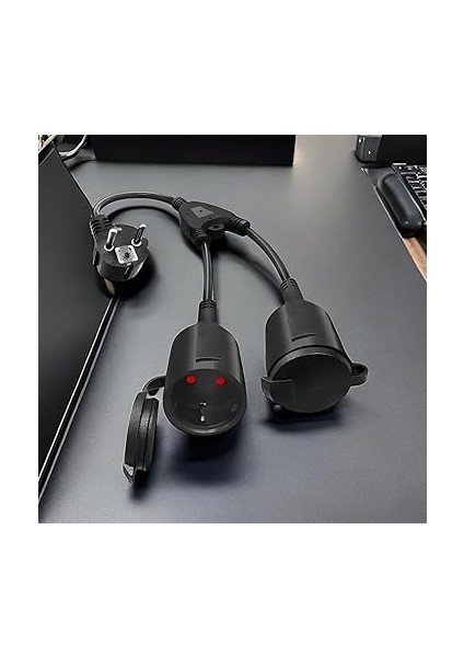 Yollu Schuko Prizli Sporgo Uzatma Kablosu, Dış Mekan Koruyucu Kontaklı 2 Ac Prizli Kısa Kablo IP20 Su Geçirmez, Elektrik Prizi, Ofis ve Ev Için Çift Fiş, 1,5 Mm², 250 V/16 A indirimleri