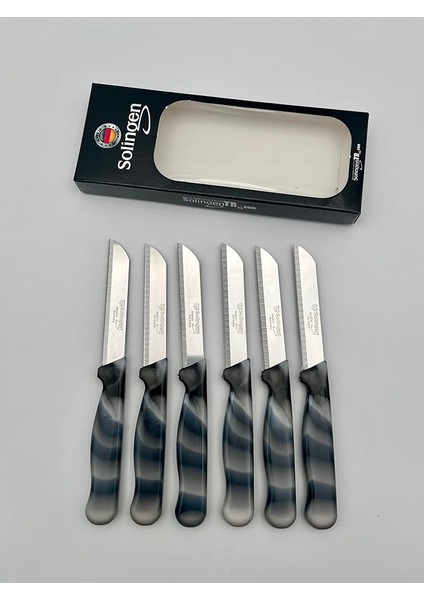 Klever Mermer 6 Adet Meyve Bıçağı (Siyah)