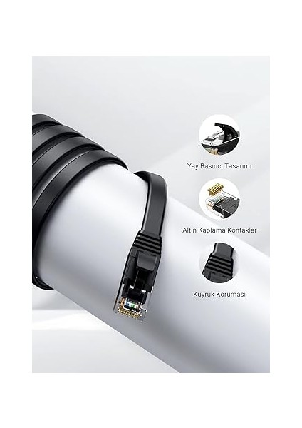 Cat6 Ethernet Kablosu 10 Metre – Yüksek Hızlı Internet Data Patch Kablosu – Beyaz – 24AWG 4pr Utp – TIA/EIA-568B Sertifikalı – Premium Kılıflı Lan Network Kablo (3 Metre) fiyatları