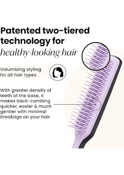 Teezer - Back Combing - Black & Lilac - Topuz ve Krepe Saç Fırçası fiyatları