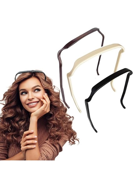 3'lü Gözlük Efekti Veren Taç Siyah, Kahverengi,krem Set, Kadın Çocuk Mandal Toka Xl