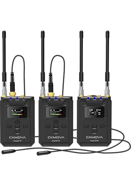 Ckmova Vocal M V2 Profesyonel Uhf Çift Kanallı Kablosuz Mikrofon 2 Verici ve 1 Alıcı Seti