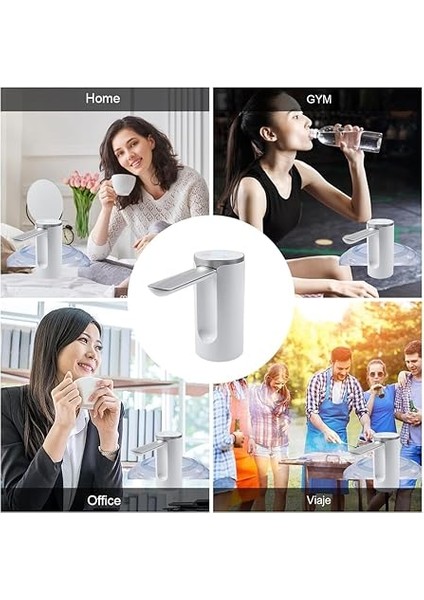 Su Miktarı Seçimi ile Otomatik Su Sebili, USB Şarjlı Evrensel Galon Şişeler Için Elektrikli Katlanabilir Su Pompası Siyah fırsatları