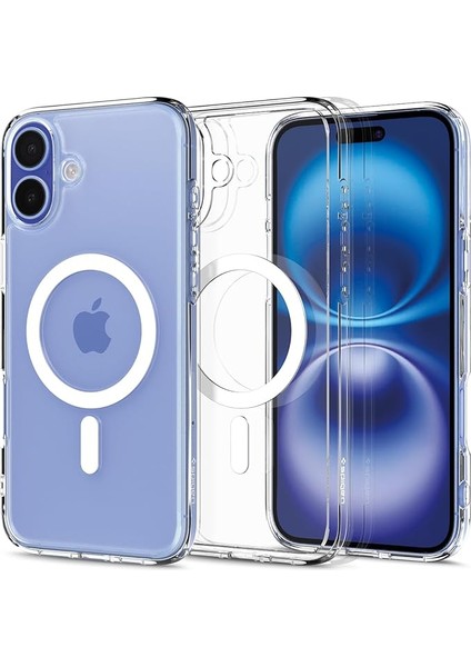 iPhone 16 Plus ile Uyumlu Ince Magsafe Kılıf Ultra Hybrid Sararma Karşıtı Duraclear Hava Kanalı Teknolojisi Askeri Sınıf Koruma Magfit White Şeffaf Kapak - ACS08075