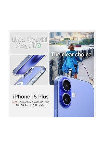 iPhone 16 Plus ile Uyumlu Ince Magsafe Kılıf Ultra Hybrid Sararma Karşıtı Duraclear Hava Kanalı Teknolojisi Askeri Sınıf Koruma Magfit White Şeffaf Kapak - ACS08075 modelleri