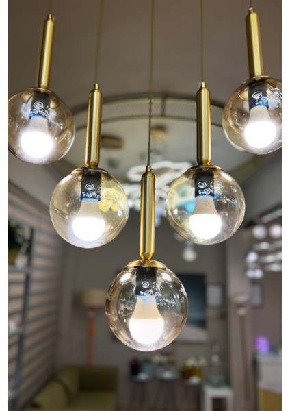 Globe Linear Black & Gold 5'li Sarkıt Bal Sarı Cam Avize fırsatları