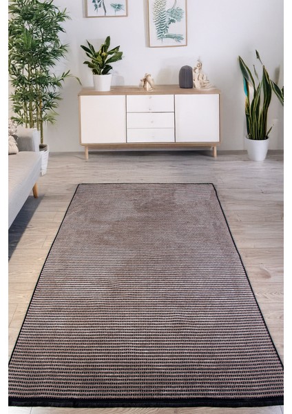 Bej Şönil Kilim Salon Oturma Çocuk Odası Hasır Yıkanabilir Yolluk Kaymaz Taban Halı Siyah fırsatları