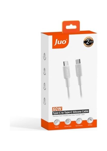60W USB Type-C To Type-C Silikon Hızlı Şarj ve Kablosu Beyaz 2 Metre modelleri