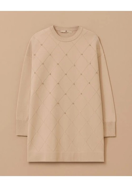 10002521711011 Önü Baklava Desenli Taşlı Kol Ucu Lastikli Soğuk Triko Tunik fırsatları