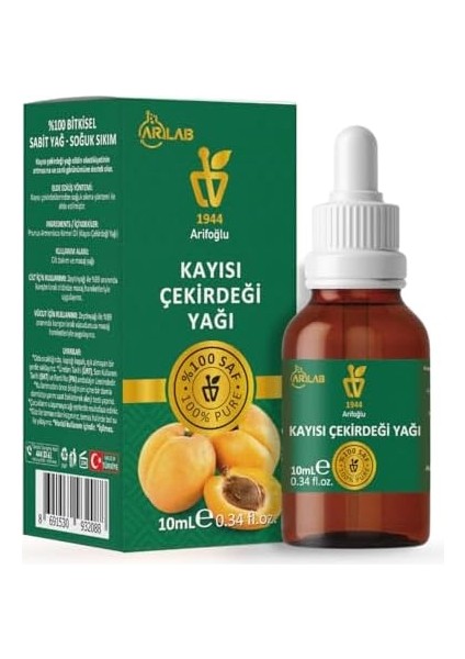 Arifoğlu Kayısı Çekirdeği Yağı 10ML%100 Saf Yağ Arlab Pure Apricot Kernal Seed Oil 10ML Prunus Armeniaca Kernel Oil