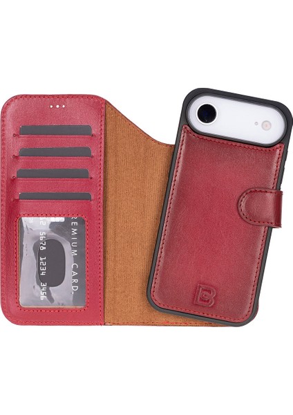 iPhone 17 Air Uyumlu Hakiki Deri Magsafe ve Rfıd Koruma Özellikli Çıkarılabilir Cüzdanlı Kılıf