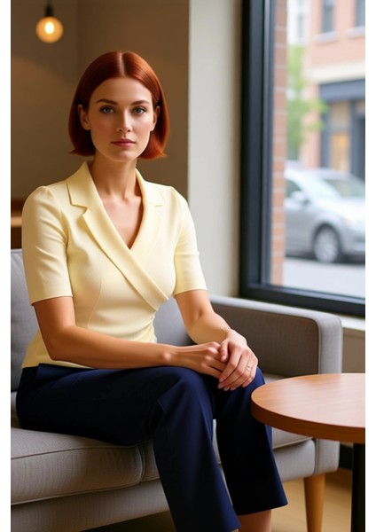 Kadın Büzgülü Triko Bluz Şık Kruvaze Yaka ve Premium Ipliklerle Günlük Şıklık Kaliteli Şık