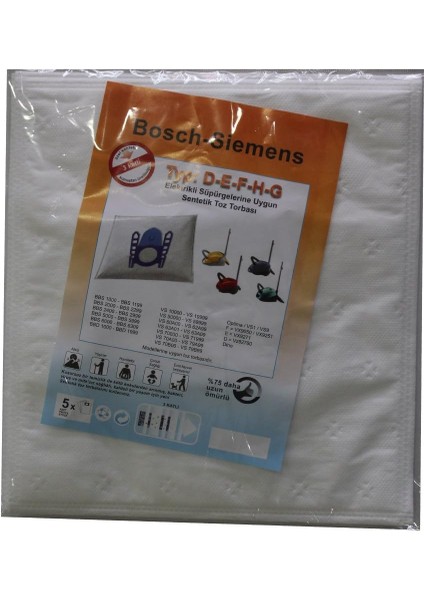 - D-E-F-H-G Elektrikli Süpürge Toz Torbası