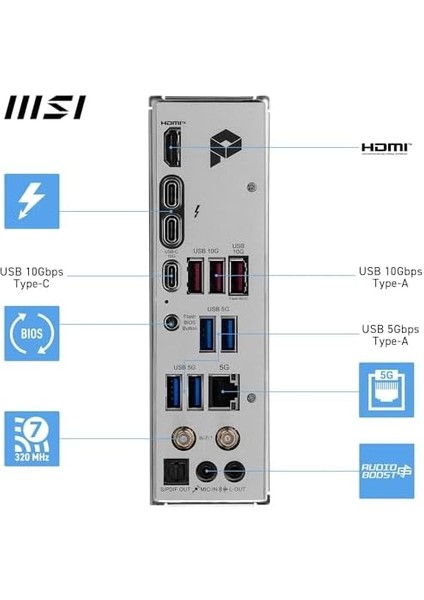 Msı Pro Z890-A Wıfı Soket 1851 Ddr5 9200MHZ(OC) USB 20GBPS 4xm.2 2xtb4 HDMI 2x Dp 5g Lan Wıfı 7 Atx fiyatları