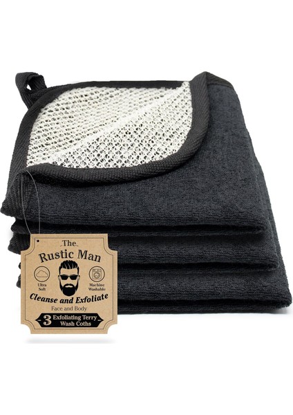 The Rustic Man Evriholder Yıkama Bezleri, Siyah 3 Adet