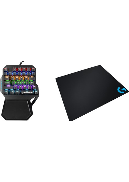KB-R77 Palm Mekanik Rgb Aydınlatmalı Blue Switch 36 Tuş Gaming Klavye+Logitech Kaymaz Tabanlı Oyuncu Mouse Pad Set