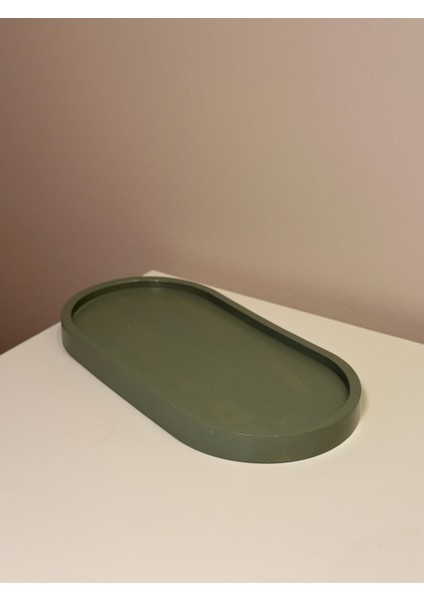 Adaçayı Yeşili 3'lü Dekor Seti | Oval Tepsi, Mini Vazo ve Bubble Soya Mum | Aesthetic Dekor