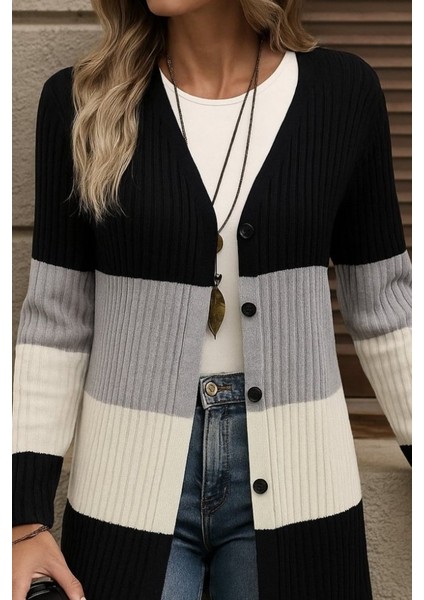 Kadın Uzun Kollu Çok Renkli Önden Düğmeli Uzun Ceket fiyatları