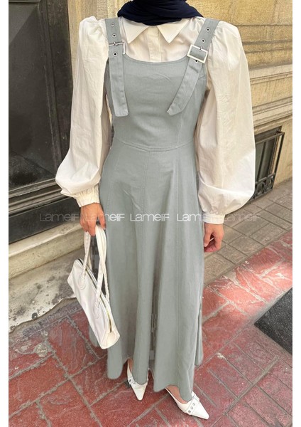 Askılı Gabardin Tesettür Jile Çağla Yeşili modelleri