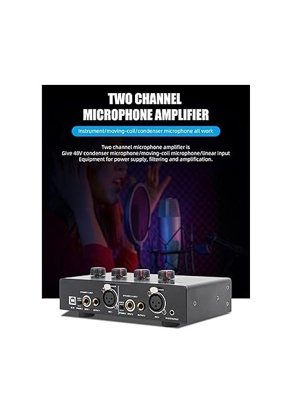 Kanal Mikrofon Amplifikatörü USB 5V Dc Dinamik Kondenser Mic Gitar Için 48V Fantom Güç Amplifikatörü fiyatları