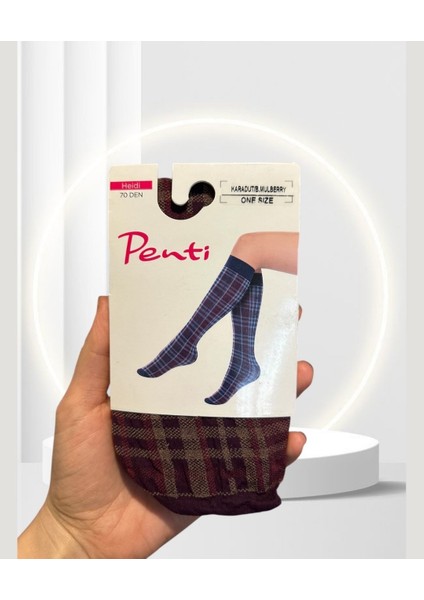 Heidi Bordo/karadut Ekose Desen Esnek Diz Hizası Pantolon Çorabı fırsatları