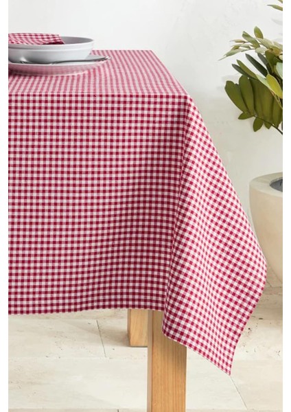 Kapısı Masa Örtüsü Pamuk Sofra Bezi 170X170 (Kırmızı)
