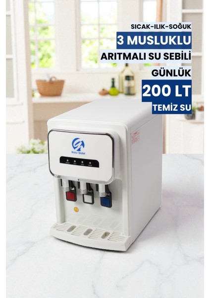 Arıtmalı Tezgah Üstü Su Sebili 80 Gpd Ro - Sıcak, Ilık ve Soğuk-Beyaz(Üreticiden)