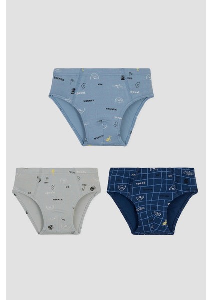 Erkek Çocuk Pamuklu Baskılı Slip Külot 3'lü Paket 3505 Renkli