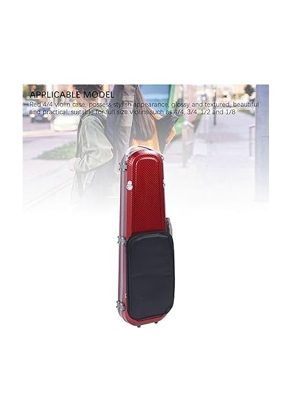 Kılıfı, Taşınabilir Karbon Fiber Hardshell 4/4 Tam Boyutlu Keman Kilidi Kırmızı fırsatları