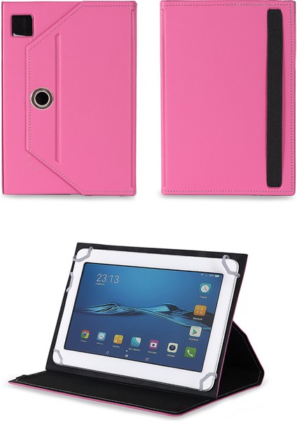 Alcatel Pıxı 3 (10) Wi-Fi 10.1" IPS Tablet Uyumlu Standlı Üniversal Kapaklı Pembe Tablet Kılıfı