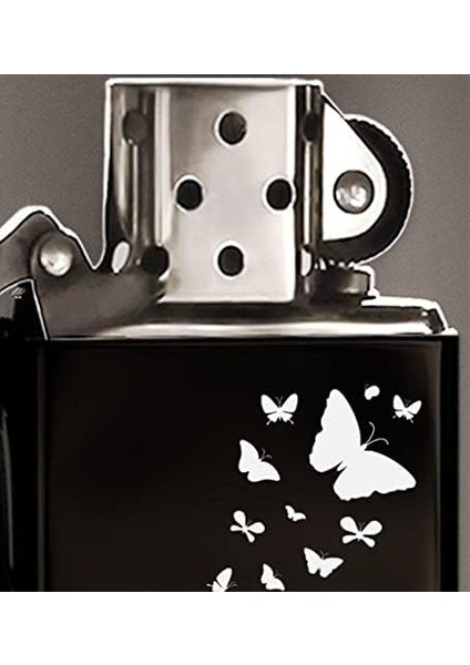 Kelebekler Tasarımlı Siyah Benzinli Metal Çakmak fiyatları