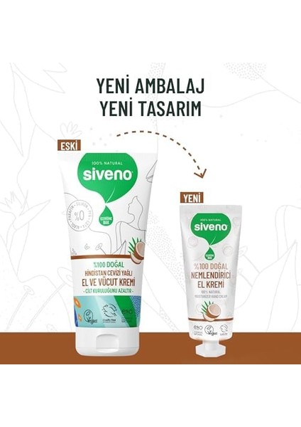 SIVENO%100 Doğal El ve Vücut Kremi Hindistan Cevizi Avokado Yoğun Nemlendirici Onarıcı Vegan 30 ml