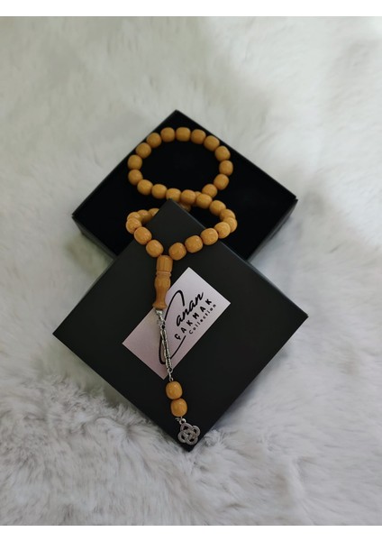 Sarı Küre Kesim Toz Kehribar Tesbih