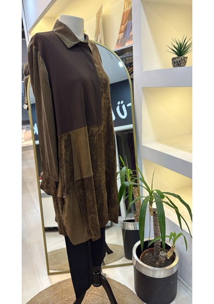 Patchwork Cupro Tunik : 38303 Kahve fiyatları